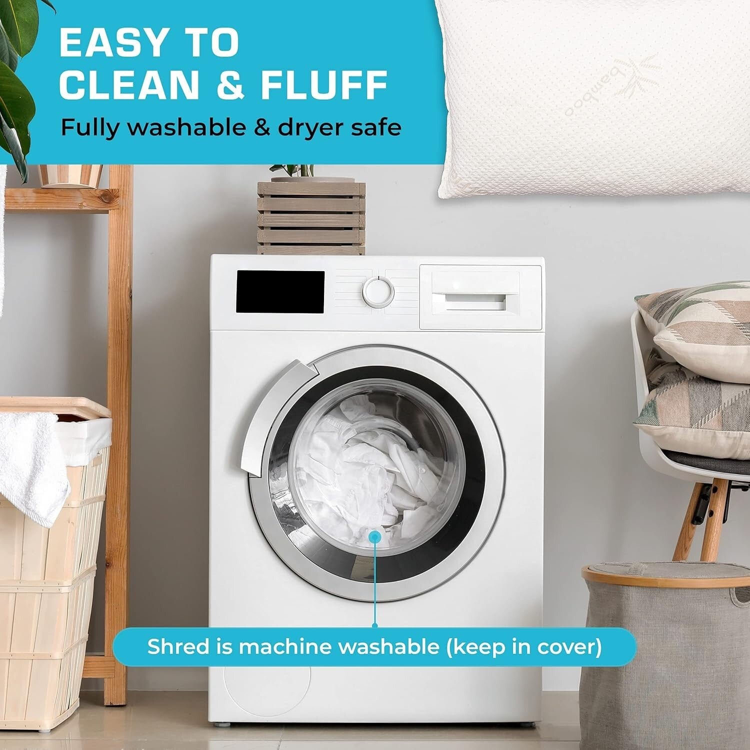 Breathable Memory Foam Bed Pillow with Cooling Zipper Cover for All Sleep Styles