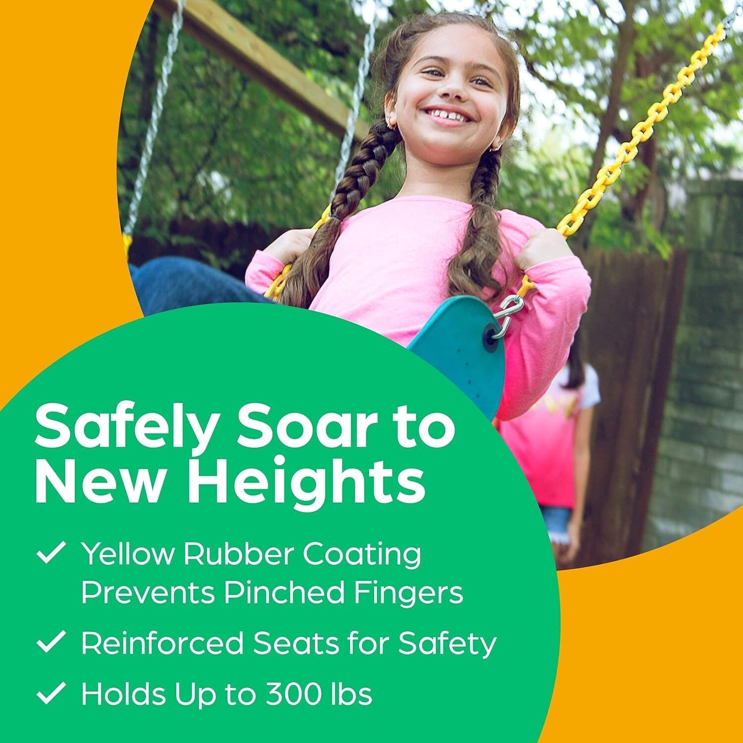 Weather-Resistant Green Swing Replacement Kit for Kids - 300 lbs Capacity