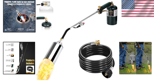 1,200,000 BTU Propane Weed Torch Kit with 30-Inch Flame for Eco-Friendly Weeding
