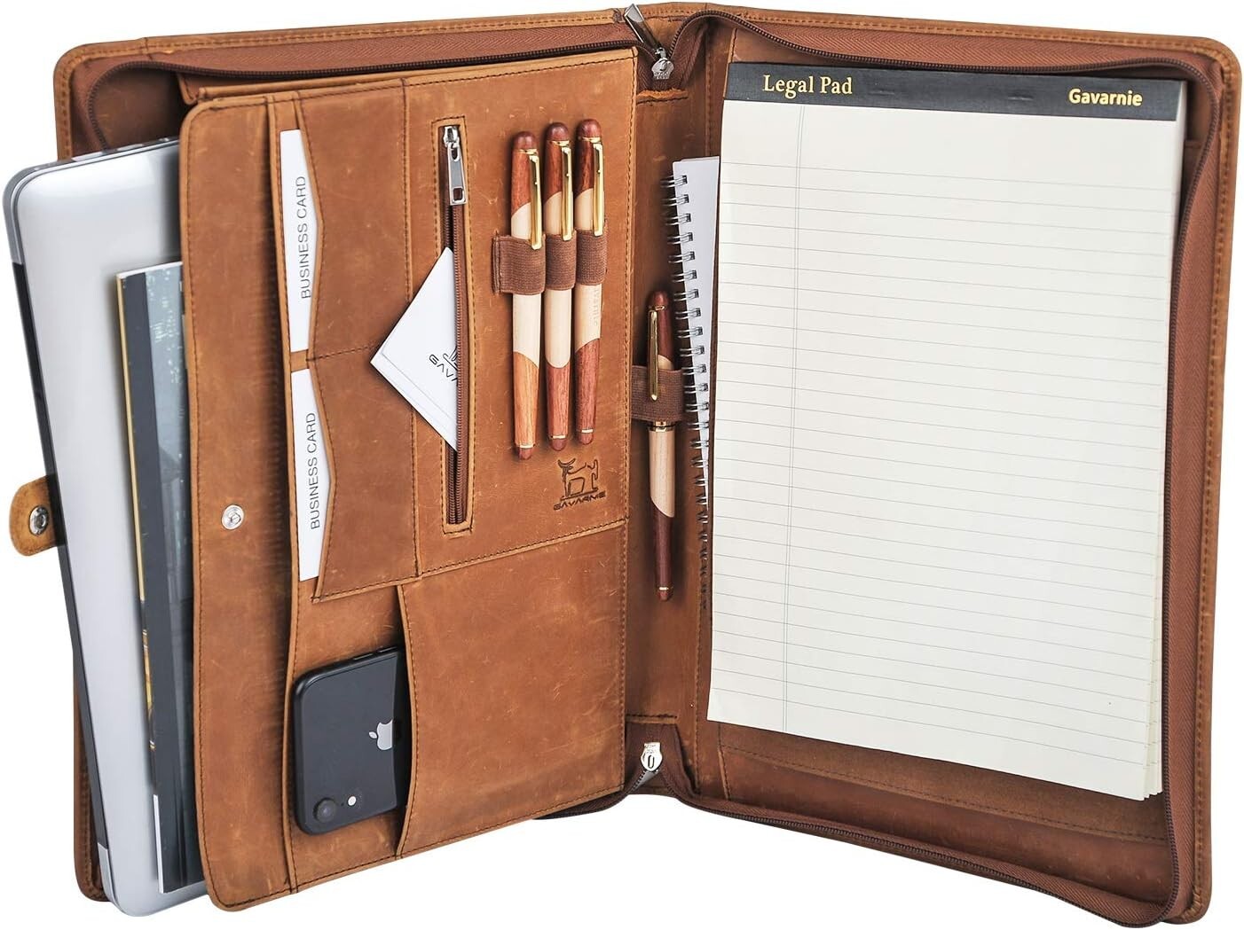 Spacious Leather Padfolio Folder with Notepad - Ideal for Business and Studies