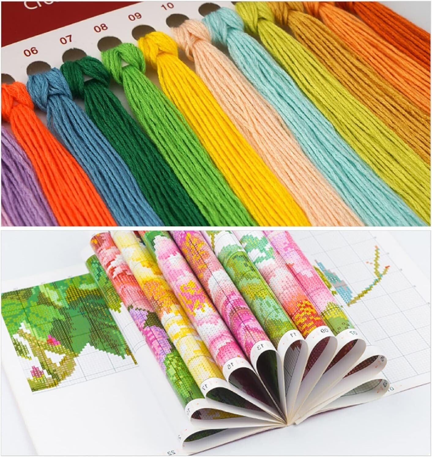 Stamped Cross Stitch Kit: Queen of Colorful Flowers - Easy DIY Embroidery