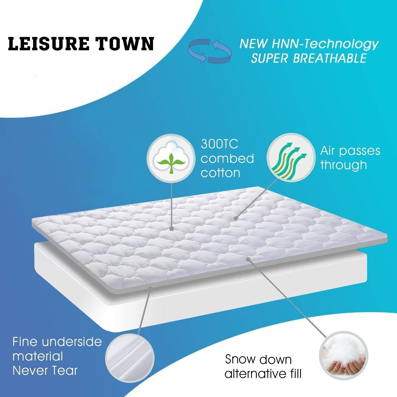 Luxurious King Mattress Pad - Quilted Cotton Cooling Soft Pillow Top Protector