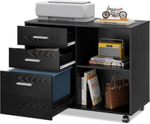 Load image into Gallery viewer, 3 Drawer Mobile File Cabinet with Open Shelves - Stylish Home Office Storage
