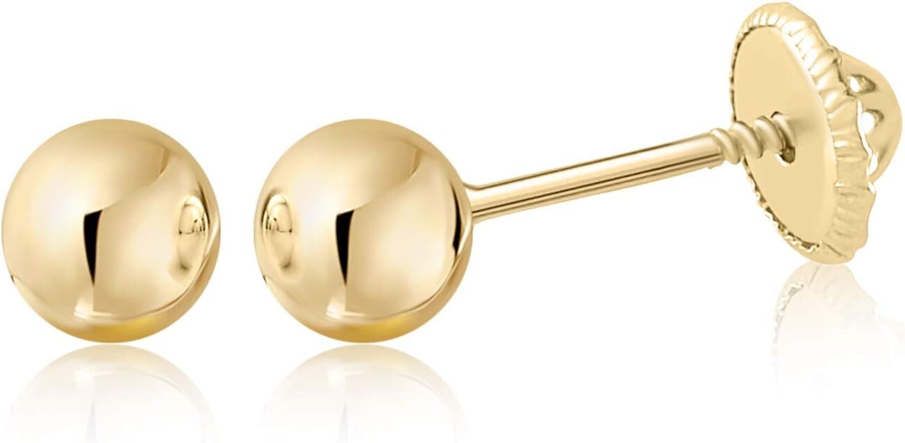 Hypoallergenic Screwback Gold Ball Earrings - Perfect for All Ages & Occasions