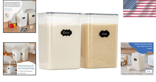 BPA-Free Jumbo Food Storage Containers – 320Oz Set with Included Measuring Cups