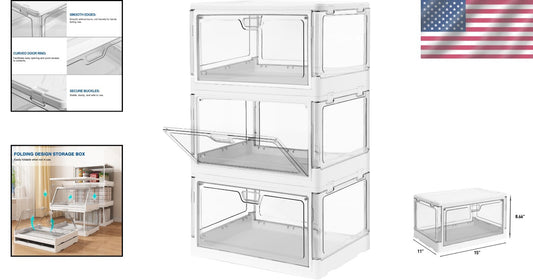 Space-Saving 3-Pack Clear Storage Boxes with Lids - Ideal for Home Organizing