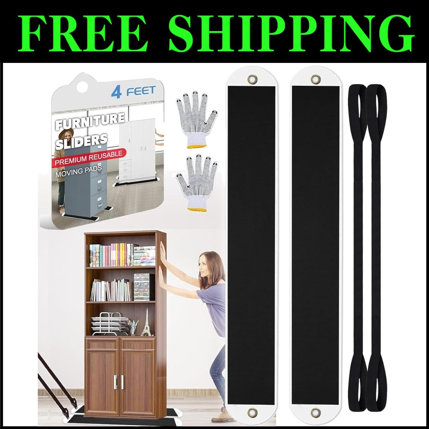 Reusable Furniture Movers with Pull Strap – Ideal for Carpet and Hardwood Use