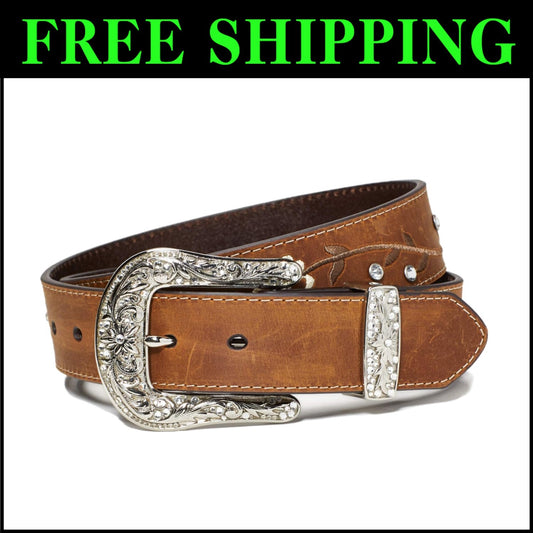 Customizable Rhinestone Concho Women's Belt - Floral & Fashion-Forward