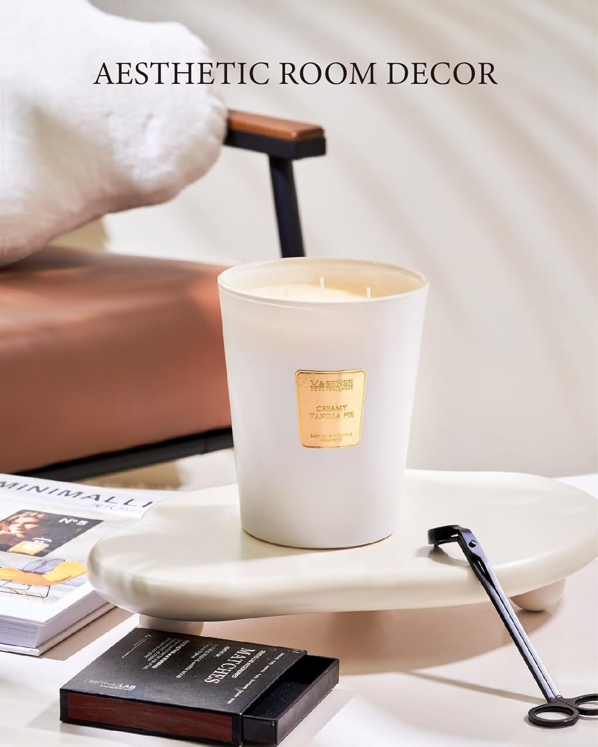 Gorgeous Floral Patterned Large Candle - Creamy Vanilla Scent, Perfect Gift