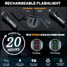 Load image into Gallery viewer, High Lumens Waterproof Flashlight with USB Charging - 20H Runtime for Adventures