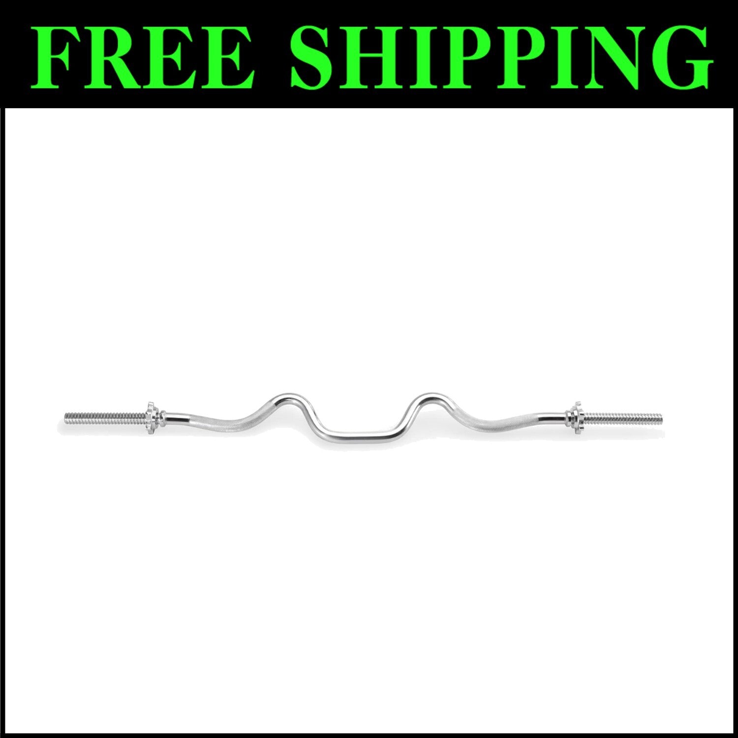 Durable 47" Standard Curl Bar with Spin-Lock Collars for Efficient Workouts