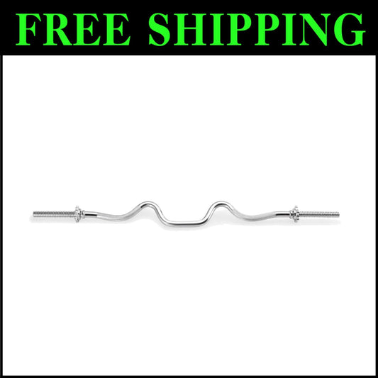 Durable 47" Standard Curl Bar with Spin-Lock Collars for Efficient Workouts