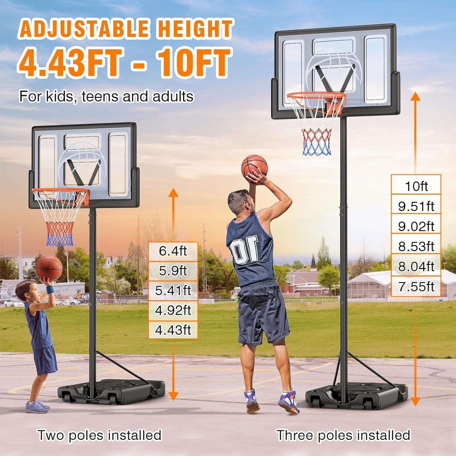 Durable 10ft Adjustable Basketball Goal - Fun for Kids & Adults with Easy Setup