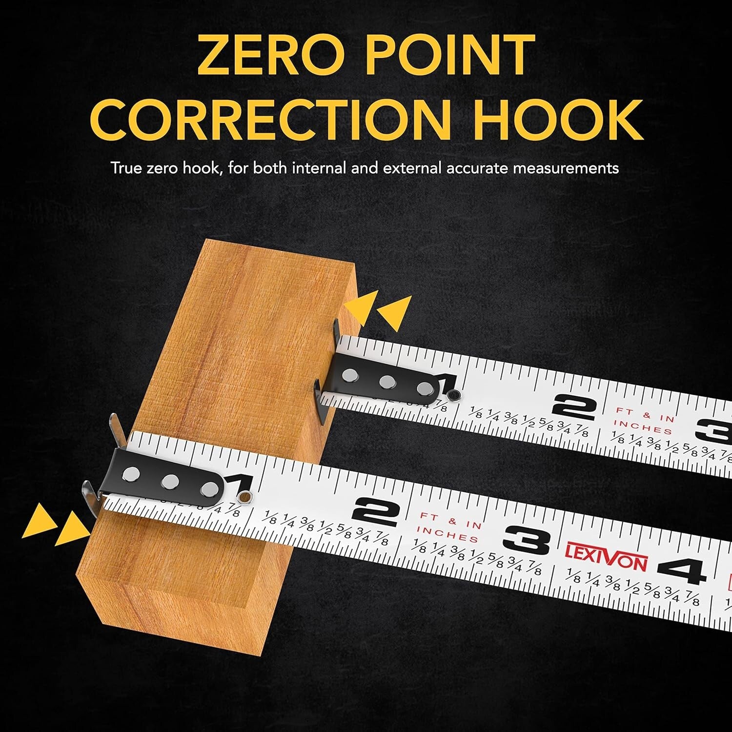 Durable Heavy Duty 25Ft AutoLock Measuring Tape - Set of 4 with Easy Read Scale