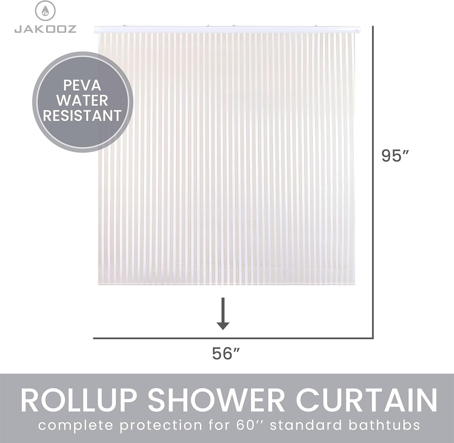 Elegant Waterproof PEVA Roll-Up Shower Curtain - Hookless & Heavy-Duty 56"x95"