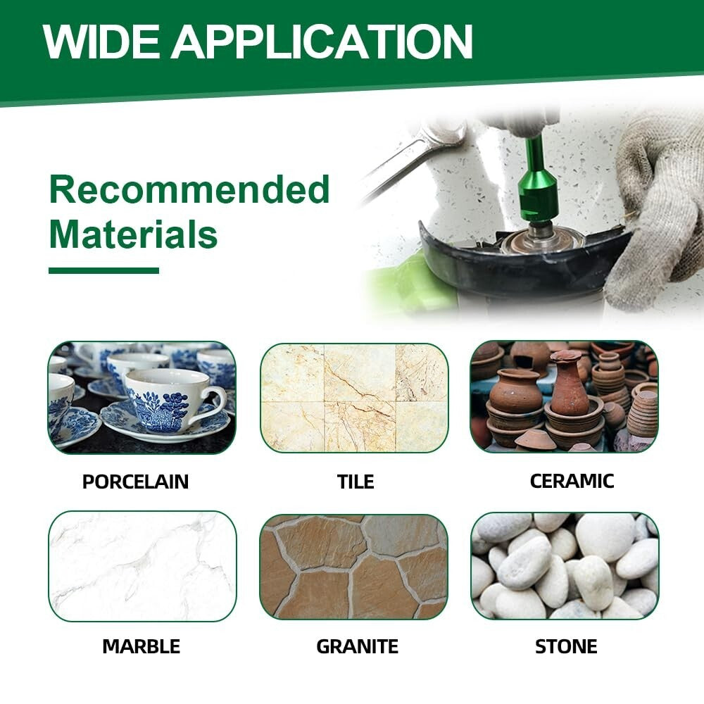 Complete Diamond Core Drill Set - Ideal for Marble, Granite, and Porcelain