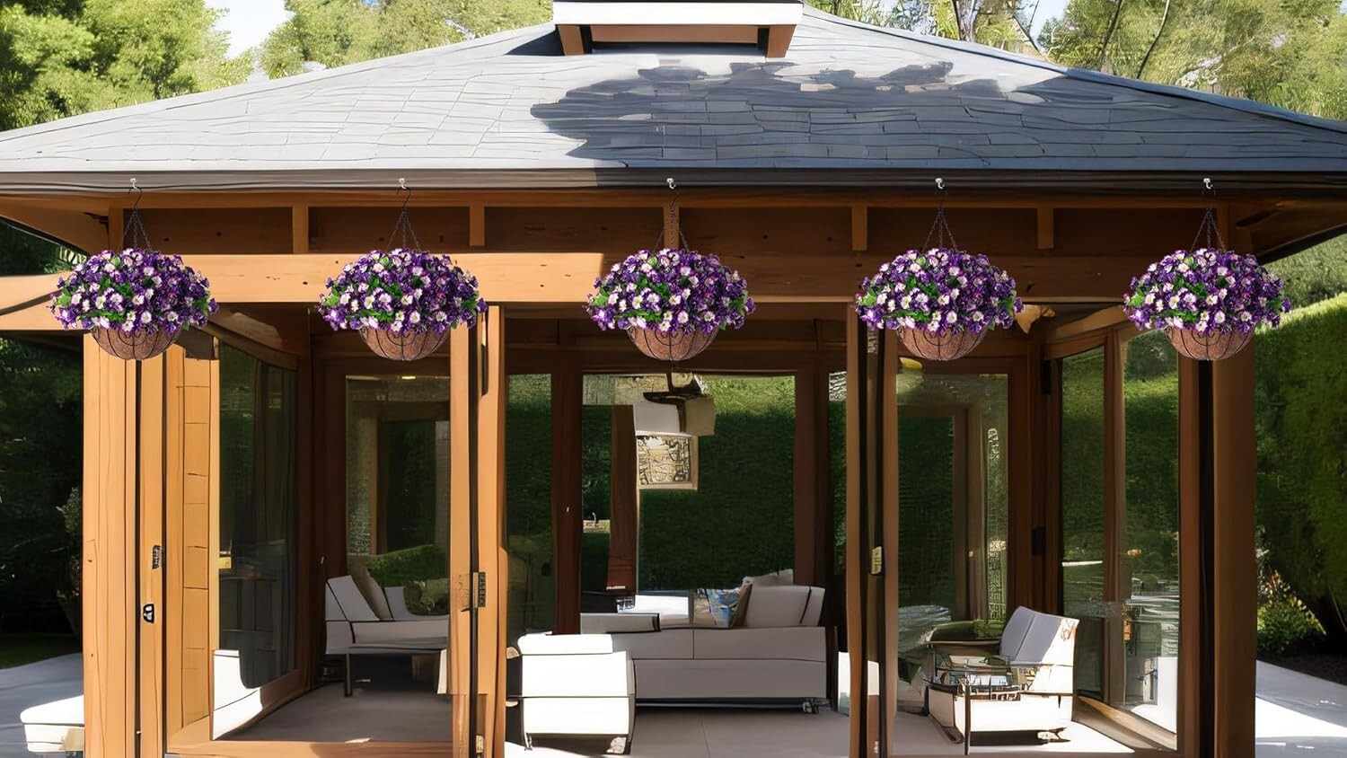 DIY 12-Inch Hanging Flower Arrangement with Lifelike Petunias & Morning Glories