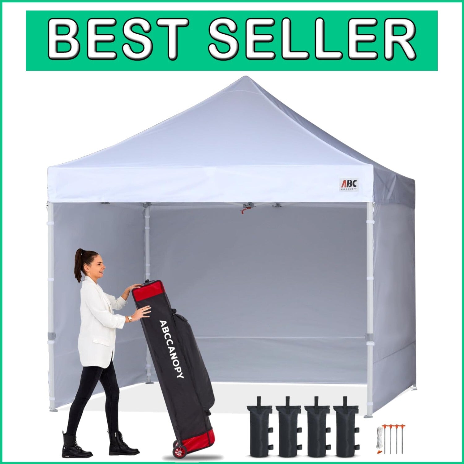 10x10 Commercial Pop-Up Canopy Tent with Sidewalls - Quick Setup, Waterproof