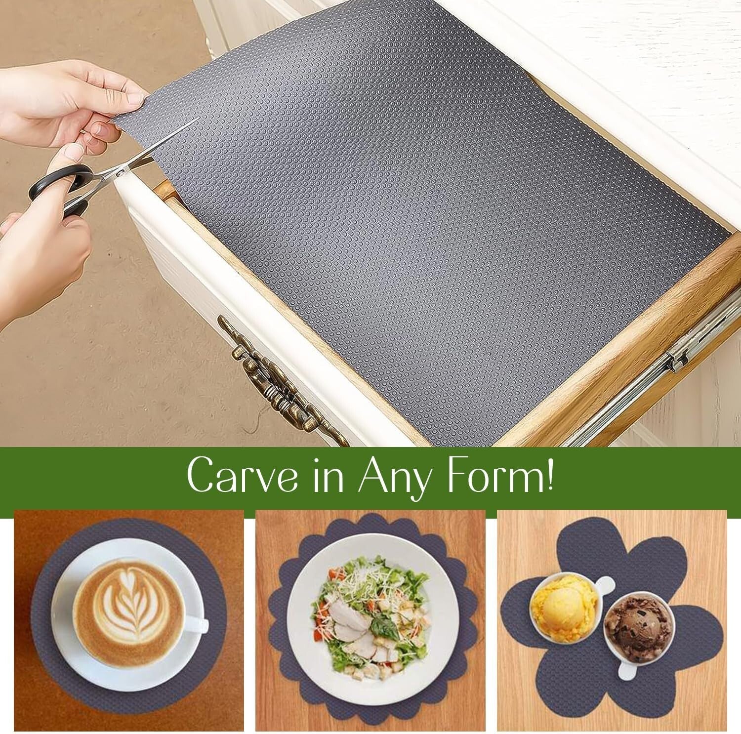 Quality Non-Slip 17.7" x 33' Shelf Liner - Easy Clean Grey Cabinet Protector