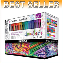 Load image into Gallery viewer, Vibrant Doodlerz Gel Pen Set - 60 Colorful Pens with Triangular Grip for Comfort