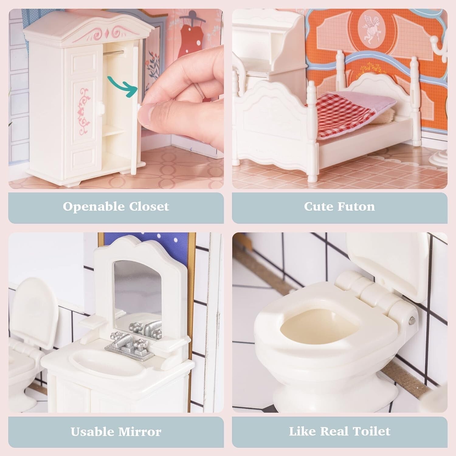 Enchanting 3-Story Wooden Dollhouse with Furniture - Perfect Gift for Girls 3-6