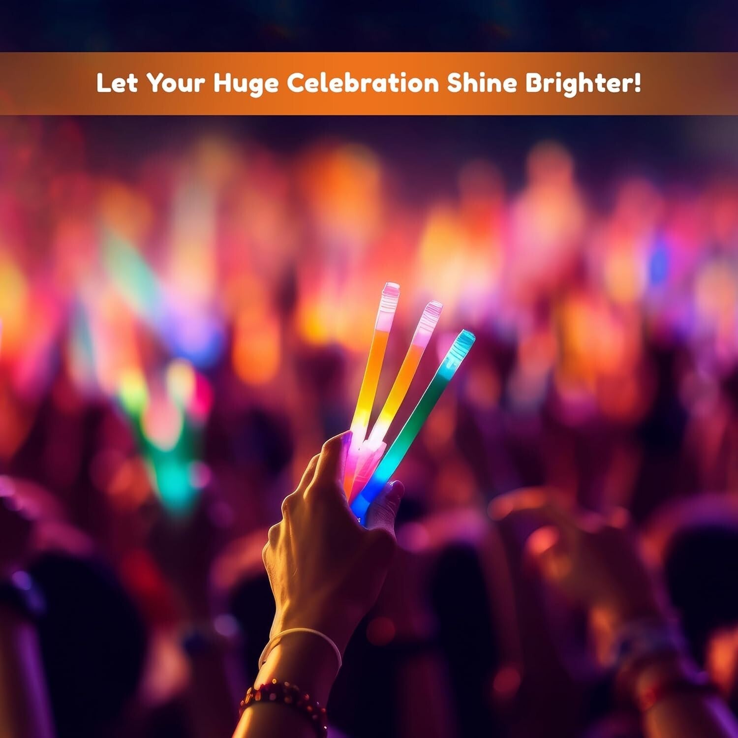Glow in The Dark Sticks 100 ct - Vibrant 6" Party Pack with Lanyards & Caps
