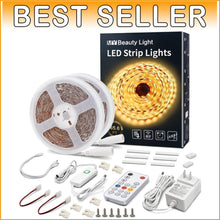 Load image into Gallery viewer, Indoor 65.6ft Warm White LED Lights with Remote &amp; Timing Modes for Home Elegance
