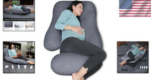 Load image into Gallery viewer, Premium U-Shaped Full Body Maternity Pillow with Removable Cover - Dark Grey
