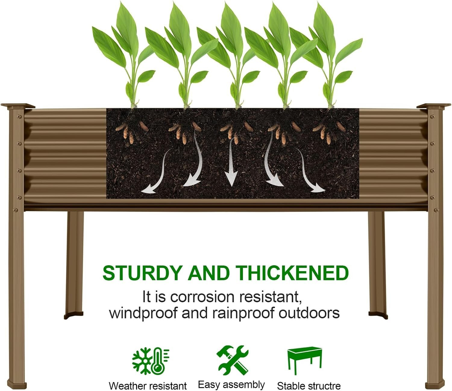 Spacious Galvanized Oval Garden Bed with Legs - Perfect for Vegetables & Flowers