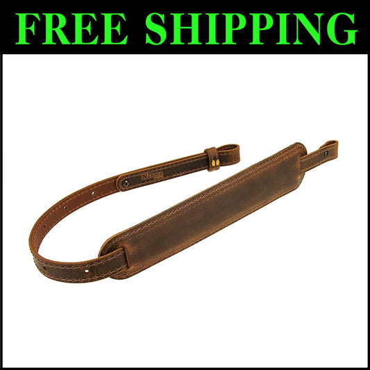 Classic Buffalo Leather Rifle Sling - Secure Carry with Stylish Accent Stitching