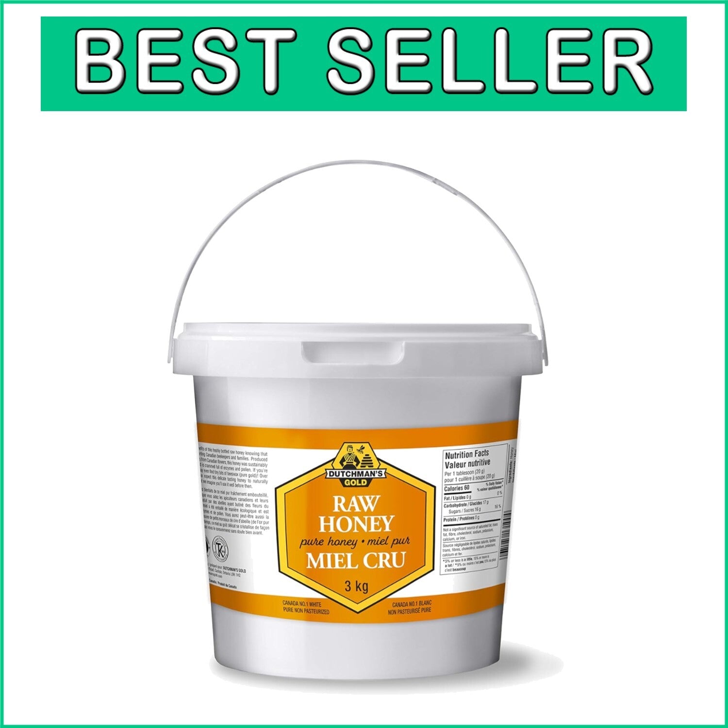 6.6 lbs of Pure, Unpasteurized Canadian Raw Honey - Perfect for Gourmet Cooking