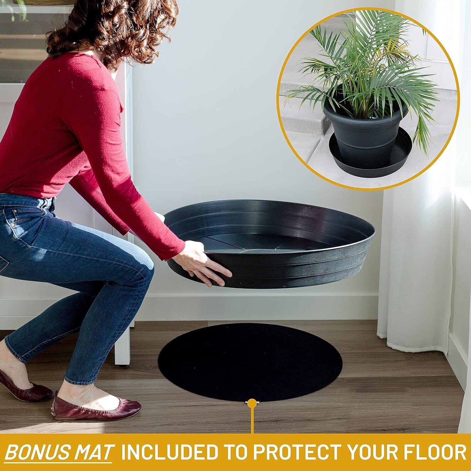 Stylish & Functional 25-Inch Plant Water Catcher - Ideal for Large Potted Plants