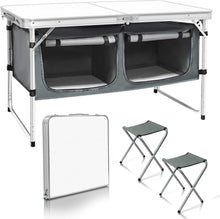 Load image into Gallery viewer, Lightweight Folding Aluminum Table - Adjustable Height with Storage for Outdo...