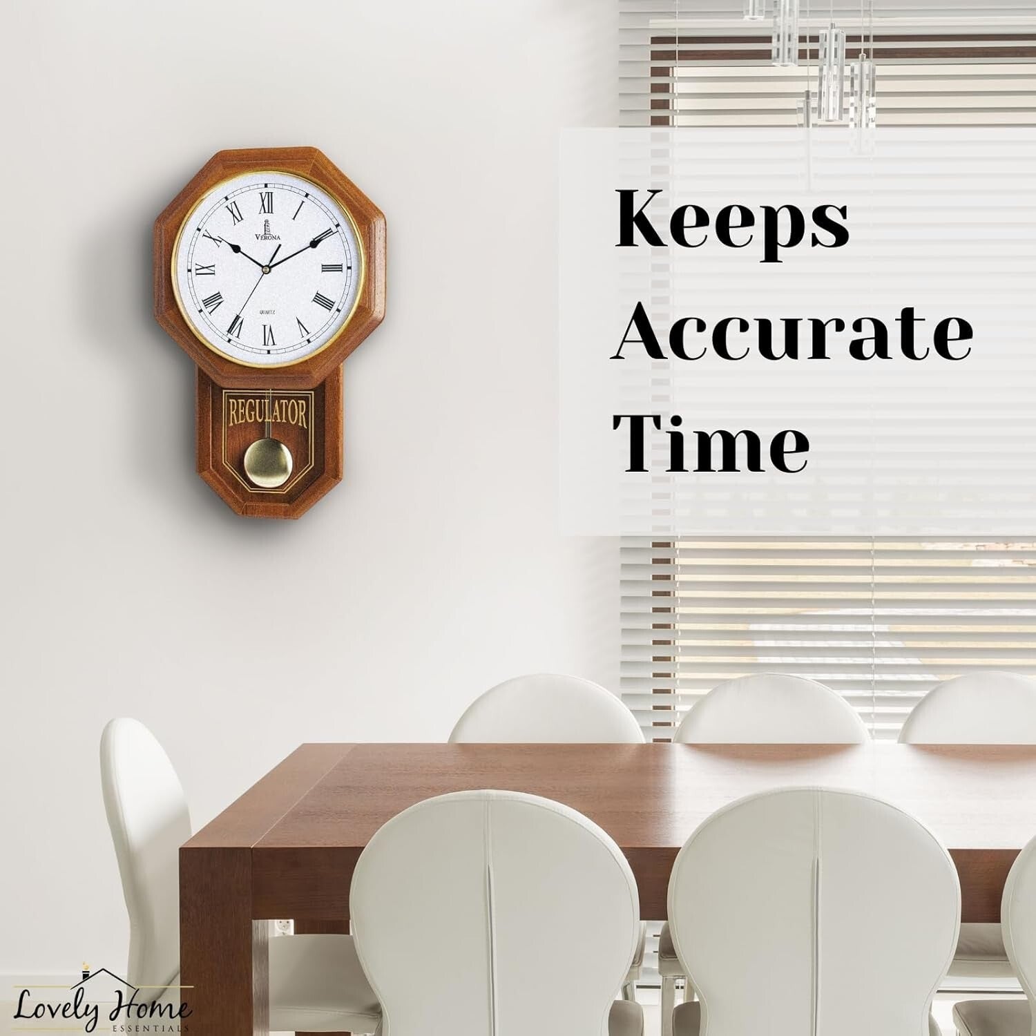 Battery-Operated Non-Chiming Wooden Pendulum Clock - 18" x 11" Classic Decor