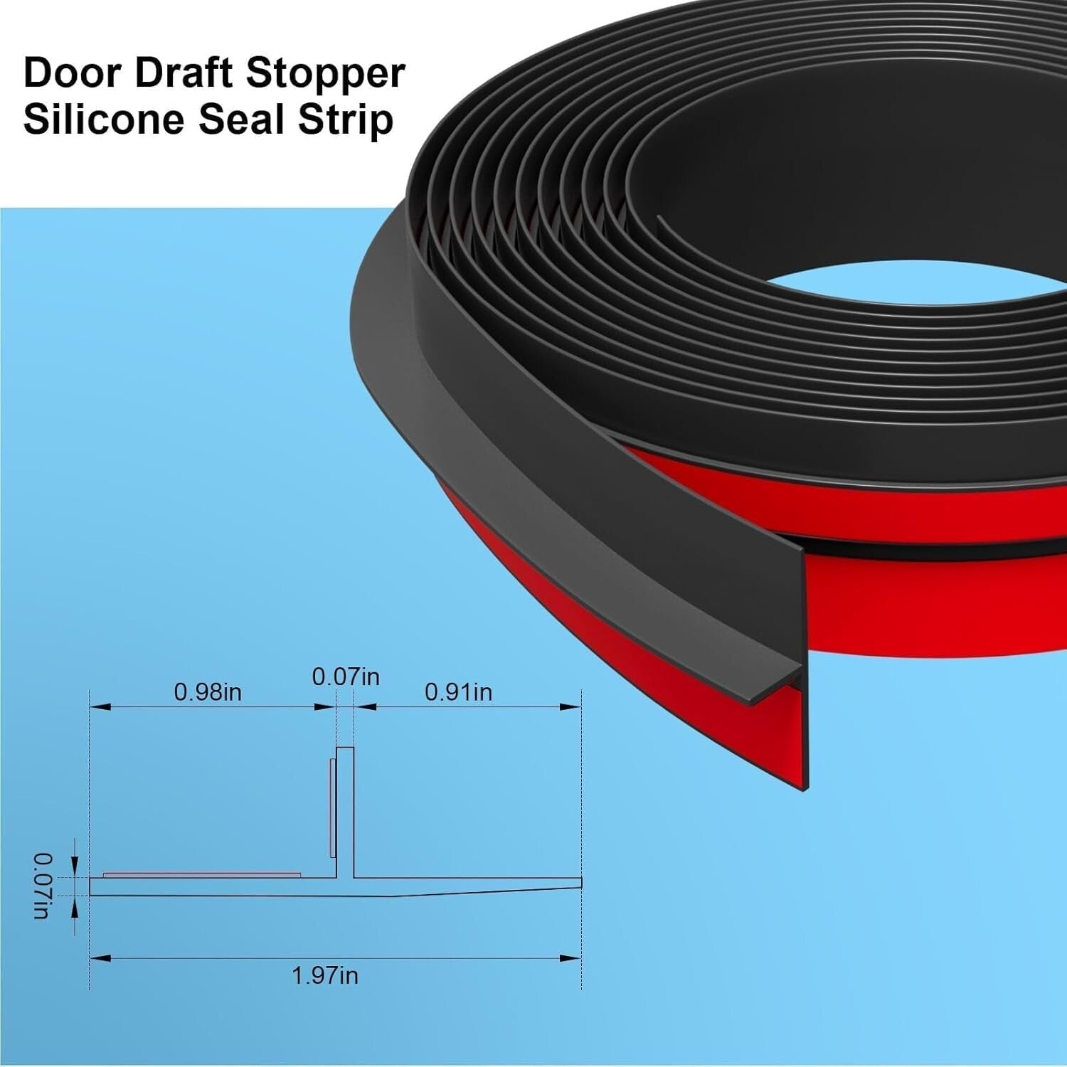 Waterproof 40ft Silicone Door Seal Strip - Versatile T-Shape Insulation Solution