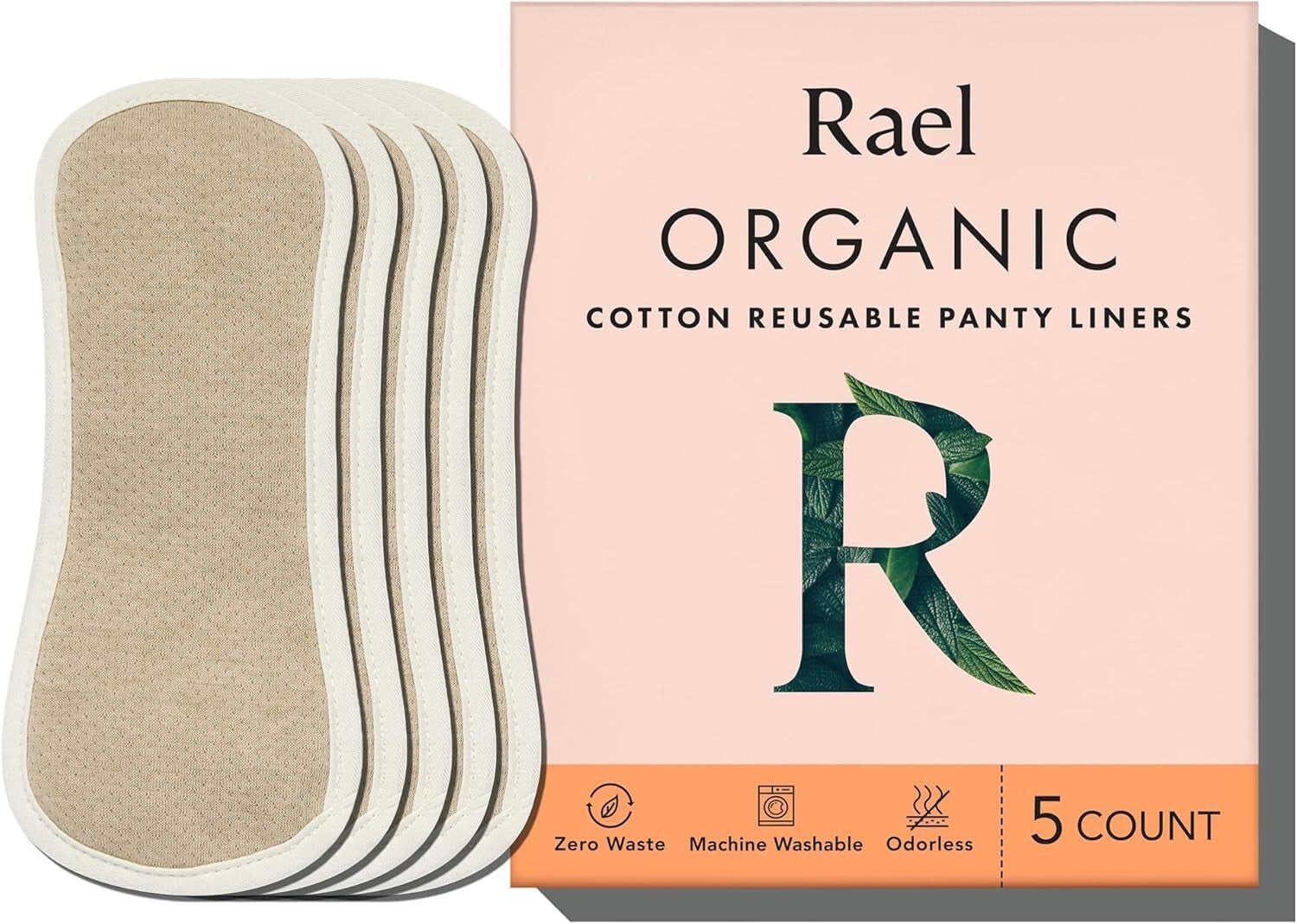 Eco-Friendly Reusable Panty Liners, Organic Cotton, 5-Pack - Soft & Leak-Free