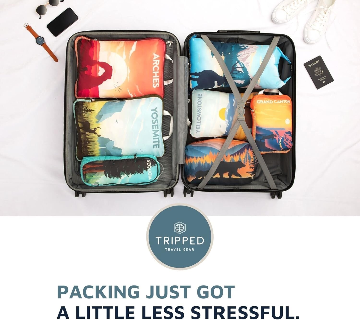 Extra Large 7-Piece Packing Cubes - Ultralight Compression Travel Organizers