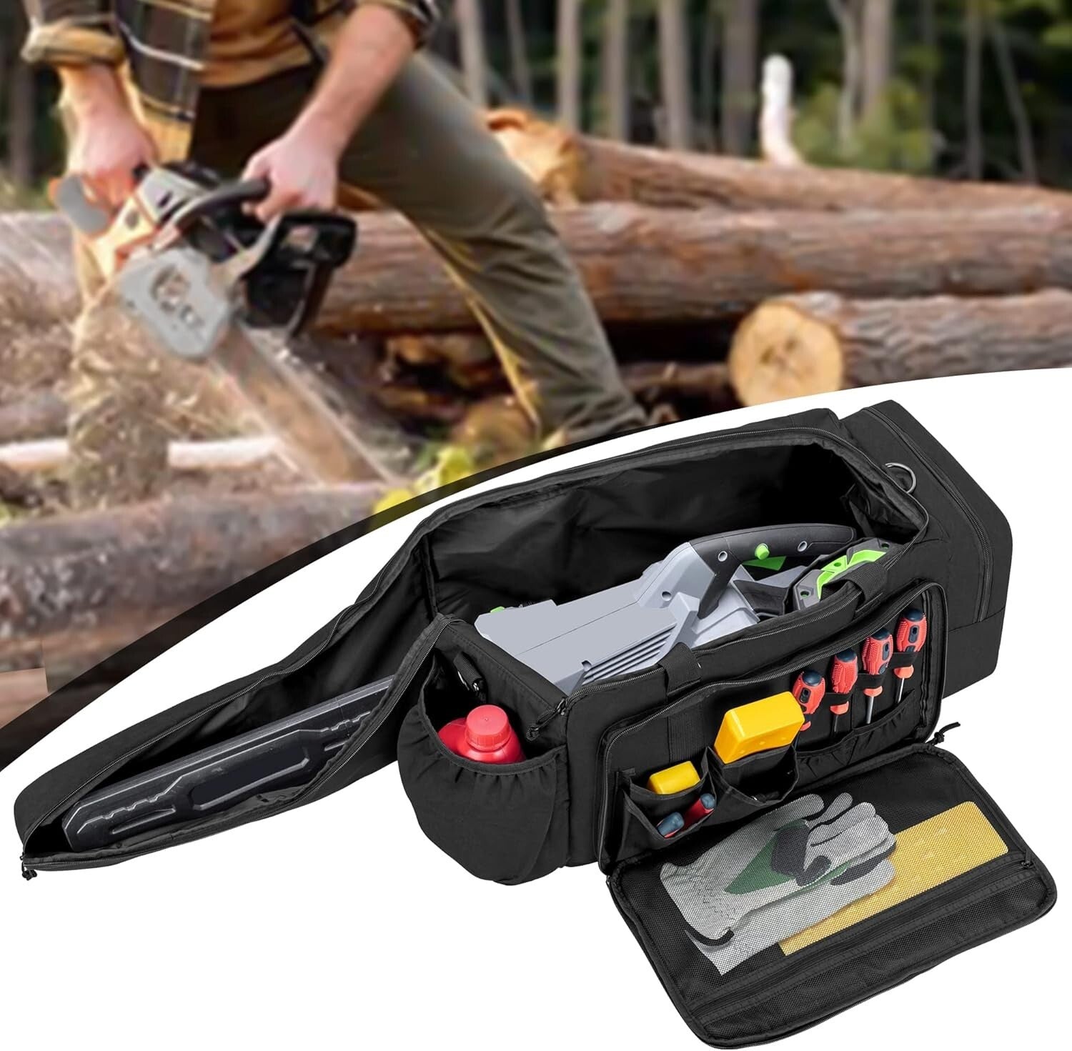 Durable Chainsaw Carrying Case with Water-Resistant Material & Easy Carry Design