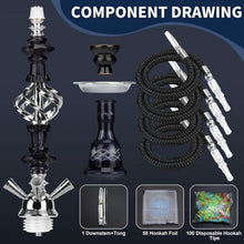 Load image into Gallery viewer, Versatile 4-Hose Hookah - Premium 22" Glass Shisha Set for Social Gatherings