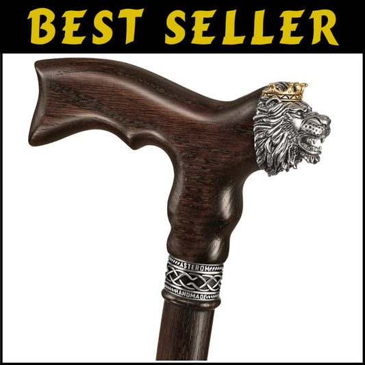 Fashionable 36" Lion Walking Cane for Men & Women - Handcrafted Oak Four Styles