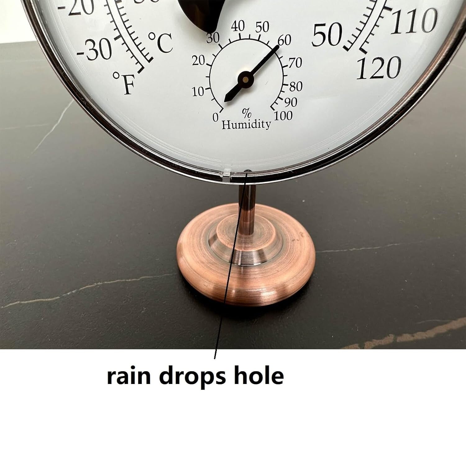 Elegant 4-Inch Indoor/Outdoor Thermometer with Hygrometer – Durable Brass Design