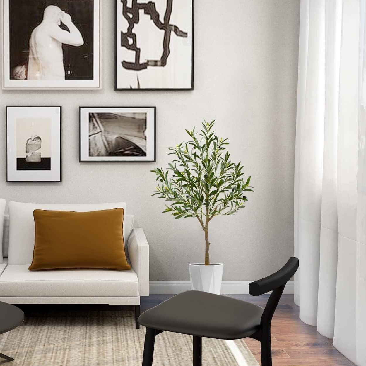 4ft Tall Artificial Olive Tree in Seagrass Basket - Perfect Indoor/Outdoor Decor