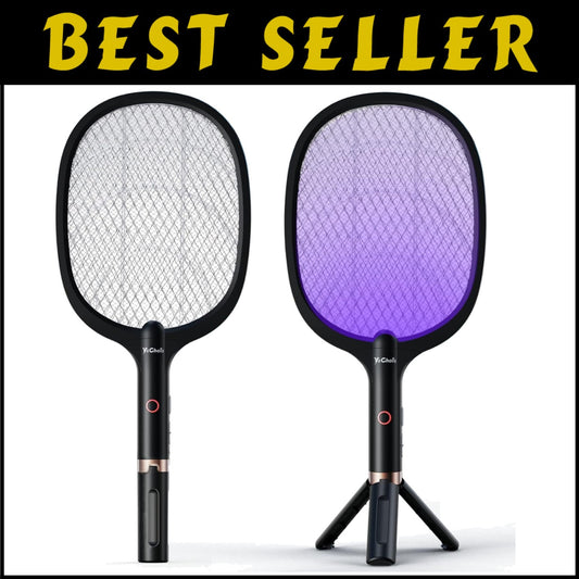 2-Pack Rechargeable Pest Control Racket - Safe Electric Fly Swatter with Tripod