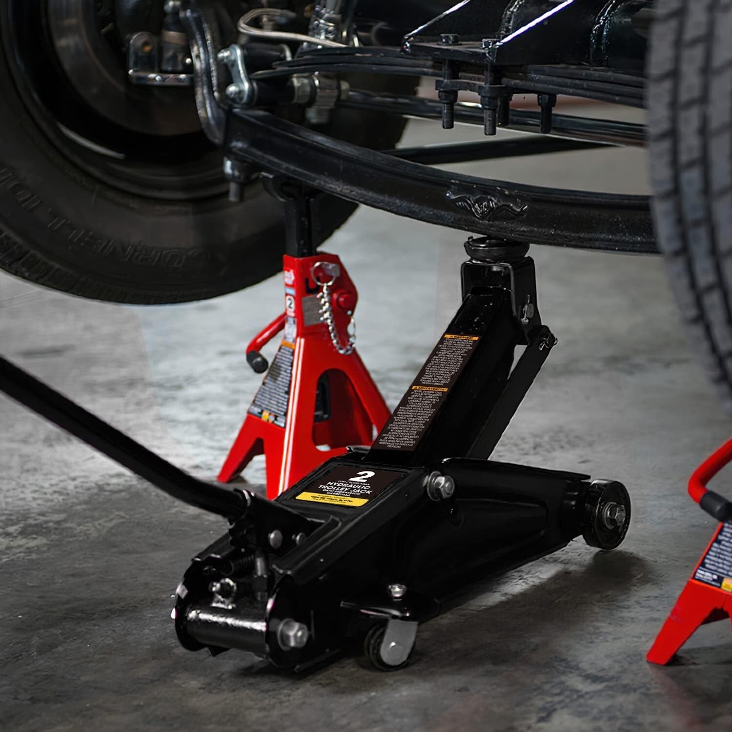 Premium 2 Ton Hydraulic Trolley Floor Jack with Safety Bypass and Carrying Case