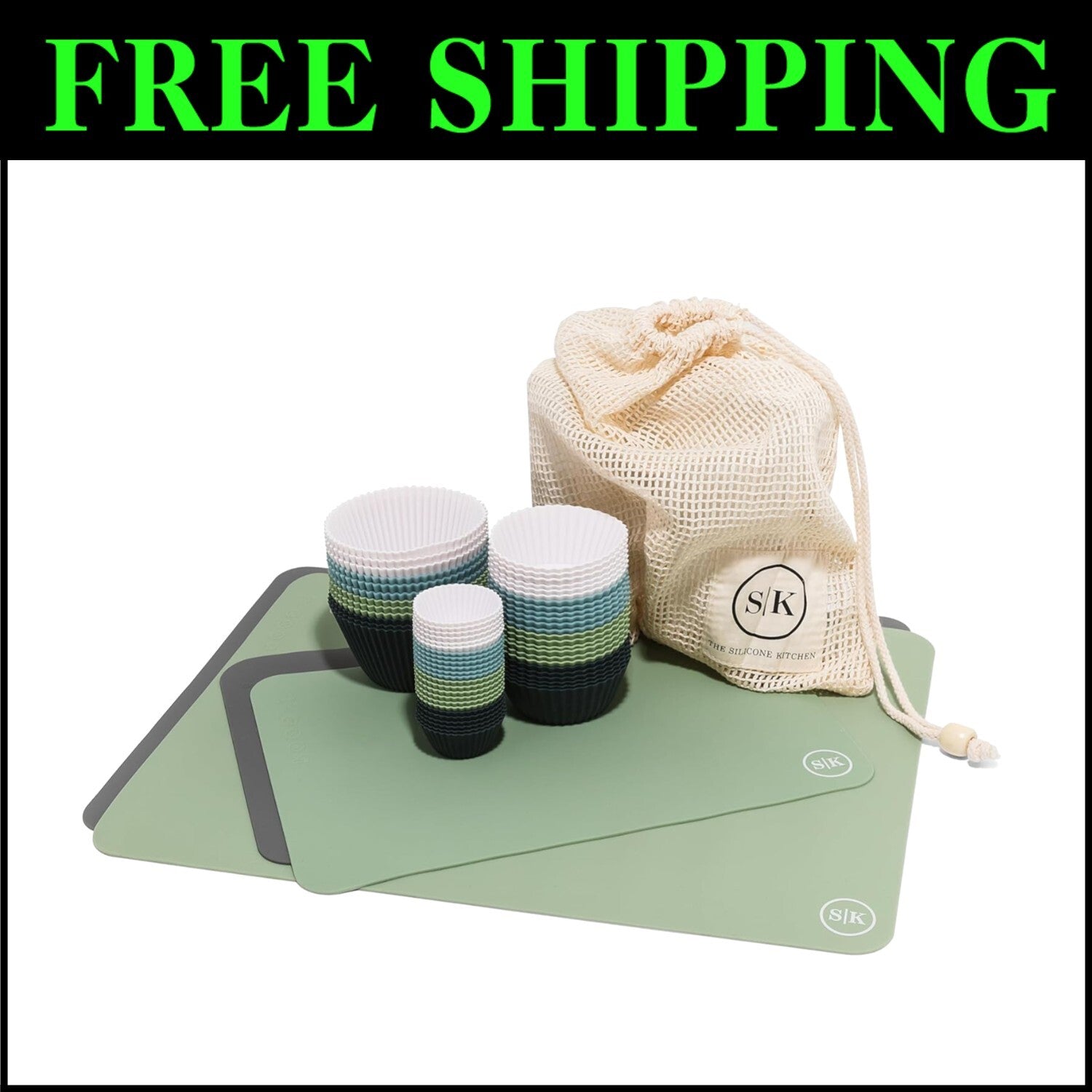 Elegant Silicone Baking Cups & Mats Gift Set - 64 Pieces in Beautiful Colors
