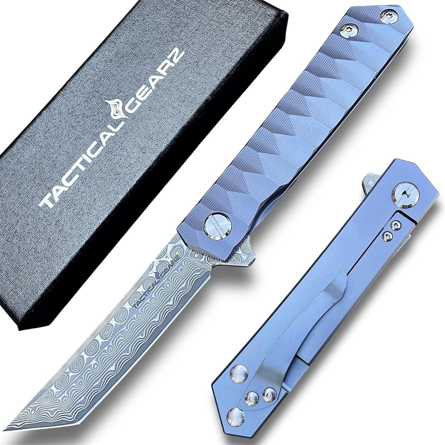 Utility-Tuned Damascus Steel Knife with TC4 Titanium Handle - EDC Sunday Special