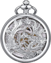 Load image into Gallery viewer, Elegant Mechanical Pocket Watch with Skeleton Dial - Dragon &amp; Phoenix Design