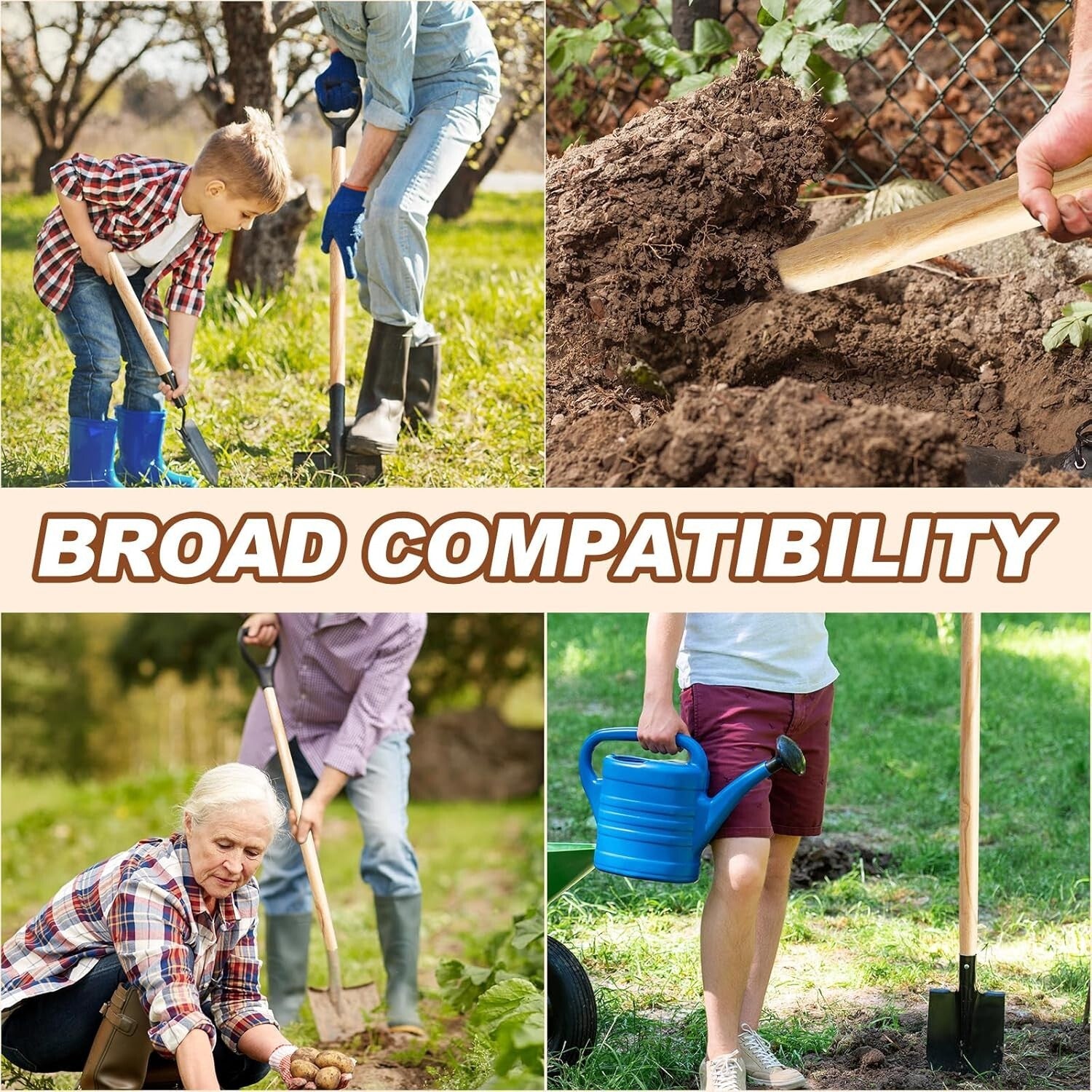 Professionally Crafted Ash Wooden Shovel Replacement Handles – 4 Pack 40.94"