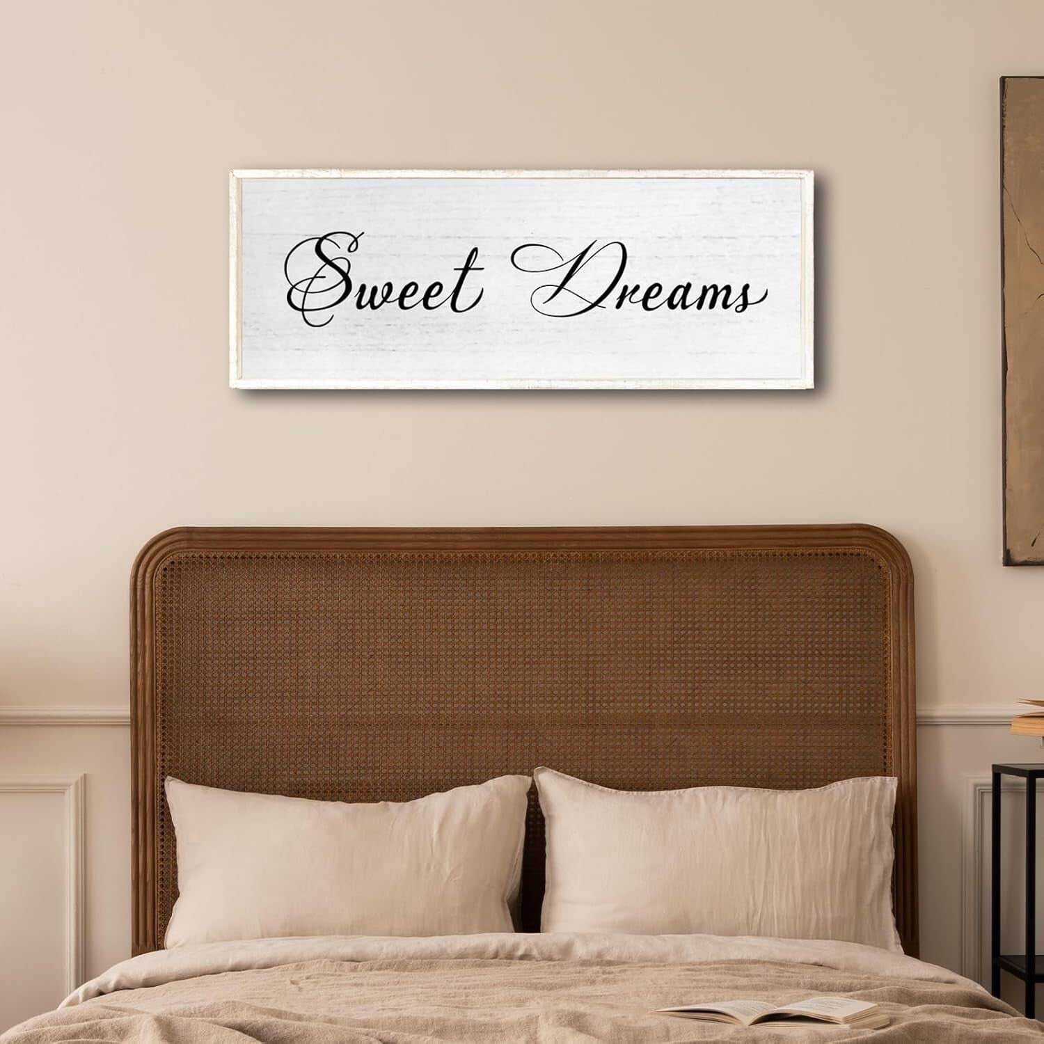 Charming Sweet Dreams Rustic Wall Decor Sign 40x15 - White Farmhouse Art