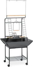 Load image into Gallery viewer, Interactive Small Bird Playstand with Ladders, Swing &amp; Wheels - Black Hammertone